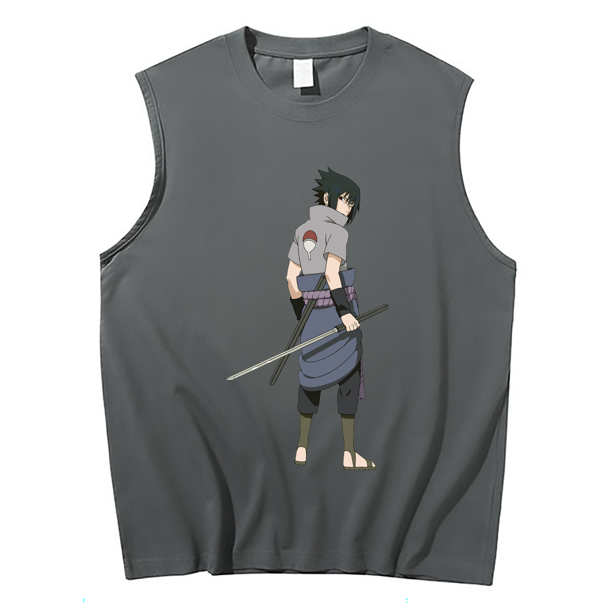 （画像用） NARUTO -ナルト- うちは サスケ Uchiha Sasuke コットン100％タンクトップ（フロントプリント）